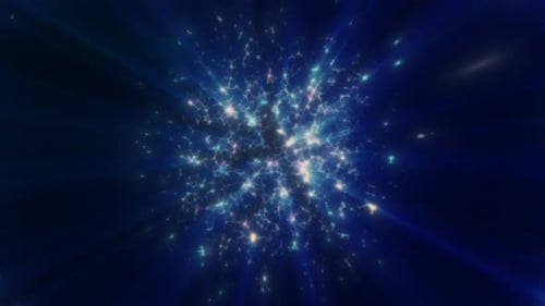 Abstract blue energy sphere molecule nucleus atom round background