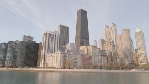 The Chicago skyline at sunrise
