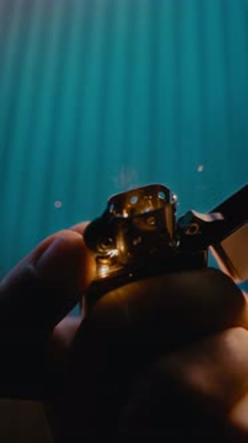 Igniting A Metal Lighter In Slow Motion With Sparks And Flame