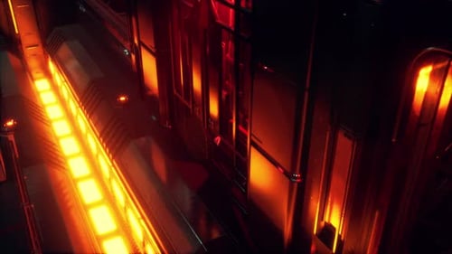 Futuristic Glowing Sci-Fi Corridor Seamless Loop Background