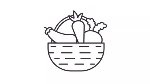 Animated basket with vegetables line icon
