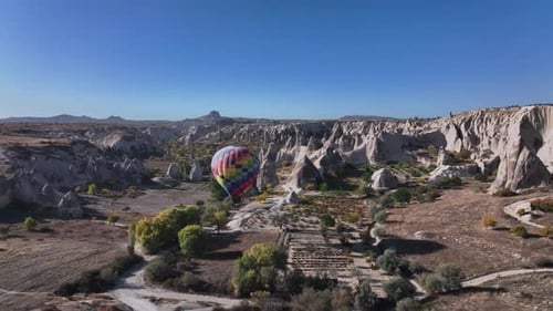 Colorful Lonely Balloon In The Valley Of Love In Cappadocia