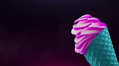 Surreal Melting Ice Cream Cone Animation in Bright Colors