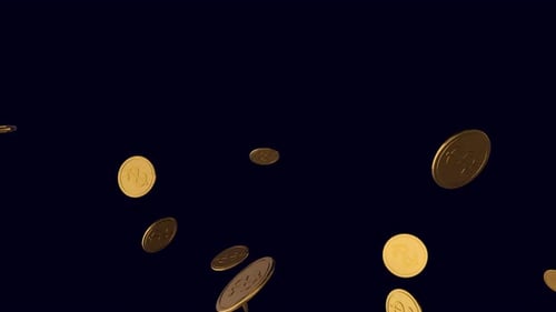 Golden Dollar Coins Falling Animation for Business and Finance