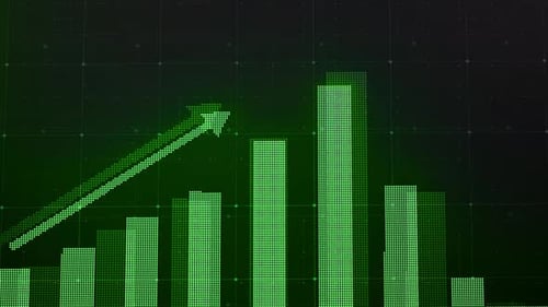 Business Growing Graph Bar Animation Green Color