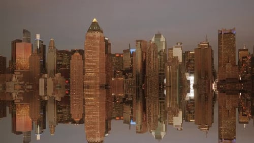 Cityscape Skyline View of High Rise Corporate Office Business District Blocks