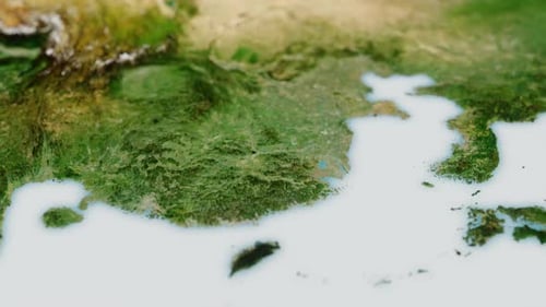 Animated Satellite Map of East Asia for Travel and Geography