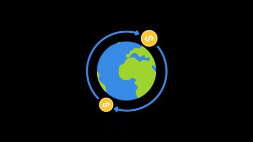 Animated Flat Design Global Money Transaction Icon