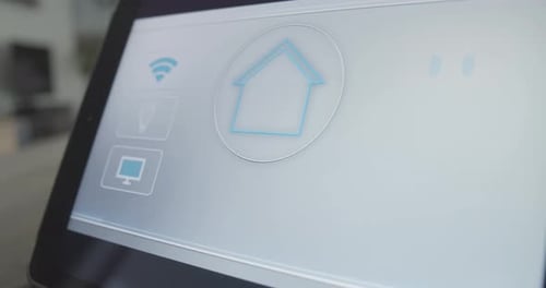 Smart Home Control Panel Adjusting Temperature