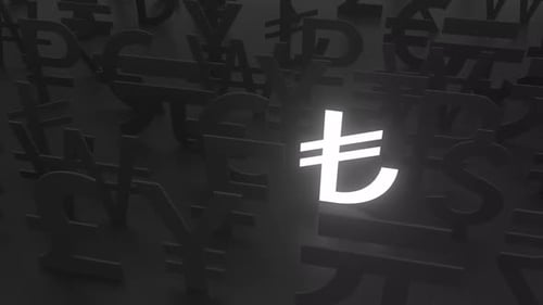 Glowing Turkish Lira Symbol Highlight with Currency Background