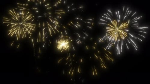 Golden Elegant Fireworks Display Background Loop