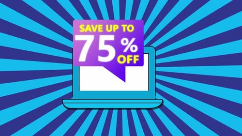 Animated Laptop with Pop Art Sale Offer Reveal