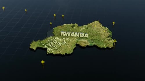 Ruanda 3D-Karte mit Animation