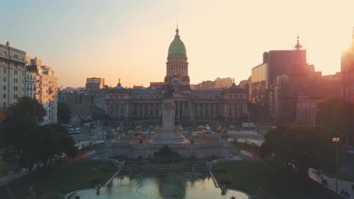 Aerial View of the City of Buenos Aires Congress Building Argentina