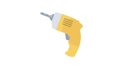 Animated Flat Design Power Drill Icon