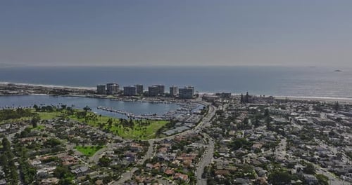 San Diego California Aerial v60 flyover coronado neighborhood capturing glorietta bay marina and con
