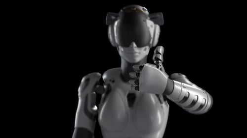 Futuristic 3D Robot Giving Thumbs Up