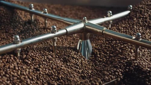 Coffee Beans being Roasted in a Machine