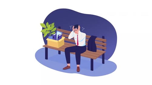 Animated Isolated Man Lost Job