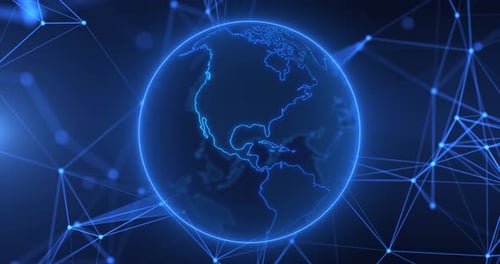 Abstract Earth rotation, big data, digital clouds, plexus. Global network and data connection