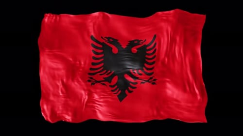 Realistic Albanian Flag Waving Seamless Loop