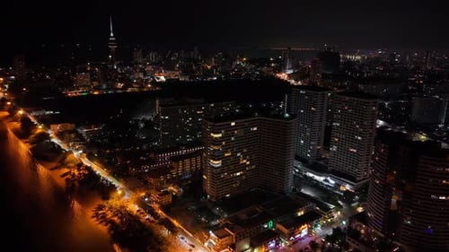 Nightlife in Pattaya City Thailand with Illuminated Streets and Beaches