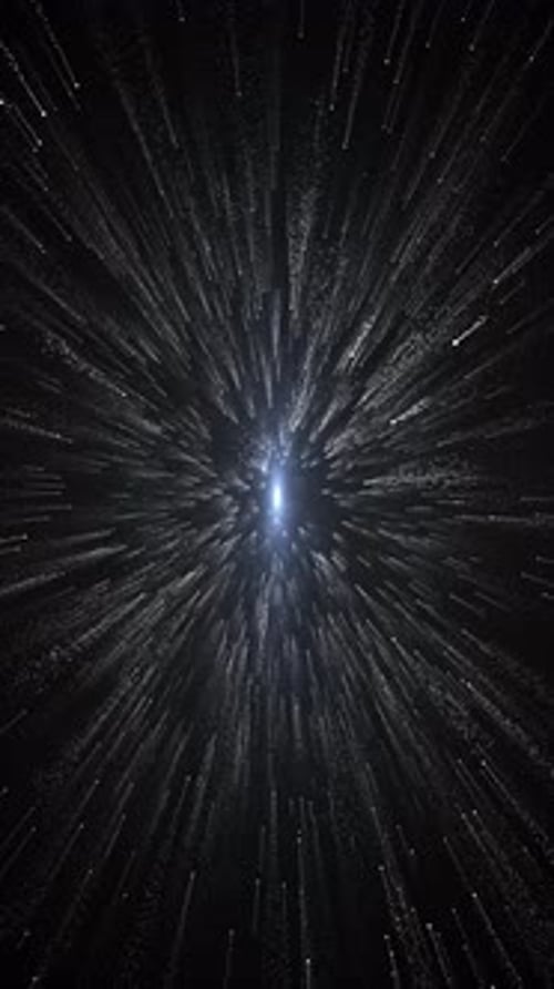 Lichtpartikel oder Raumfahrt, Hyperraum-Zoom und abstrakte Sterne, die sich mit Lichtgeschwindigkeit bewegen Lange Ausstellung