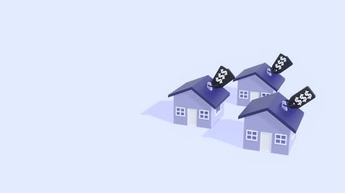 Real Estate Financing Mortgage and Rental Animation with Copy Space for Text.