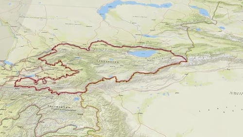 Animated Map of Kyrgyzstan's Topography and Borders