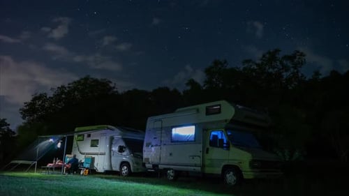 RVs Camping at Night Under the Stars