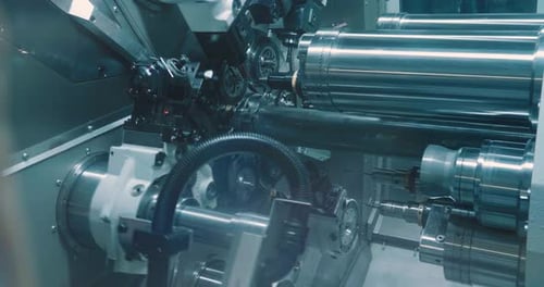 Close up of industrial automation and robotic engineering, in which the robot or mechanical arm bu