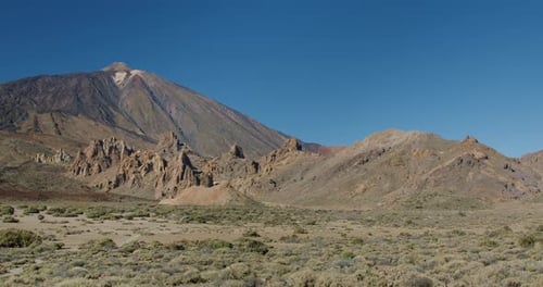 Ucanca Valley with view of Teide volcano and rock formations in Tenerife, Canary Islands