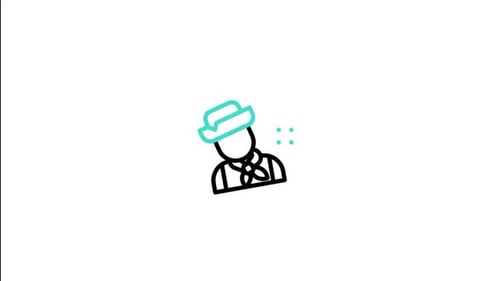 Minimalist Line Art Animation of Person Wearing Hat and Scarf