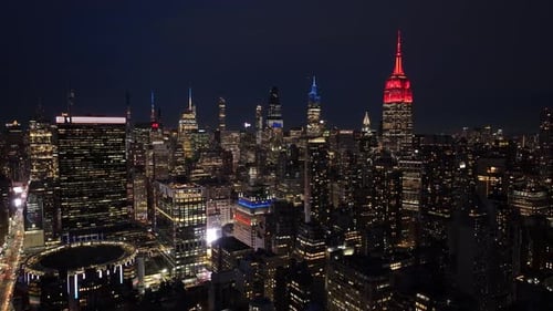 Night Skyline of New York Skyline At Manhattan In New York United States.