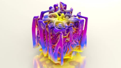 Vibrant Abstract Fluid Blob Morphing Cube Loop Animation