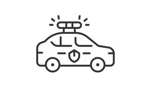 Animated Flat Design Police Car Line Art Icon