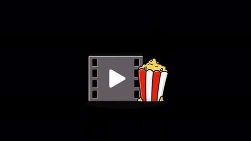 Animated Popcorn and Film Strip Icon for Movie Content