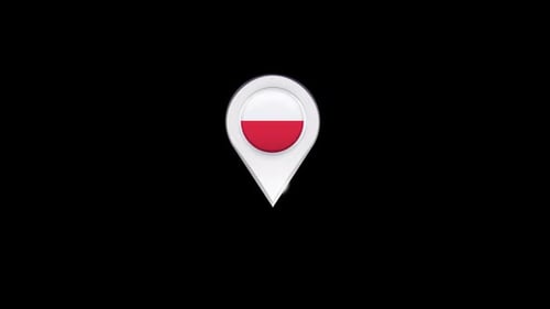 Animated Poland Flag Map Pointer Icon