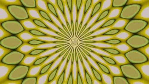 Green floral pattern radiates outward