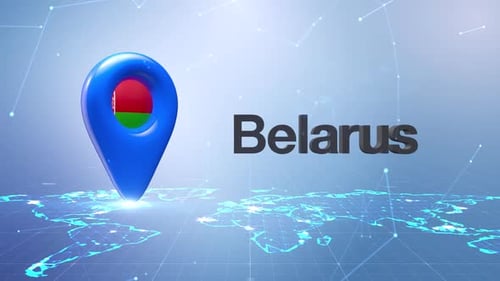 Animated Global Map Pin Country Flag Information Reveal