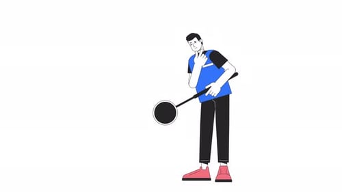 Hombre asiático animado con lupa