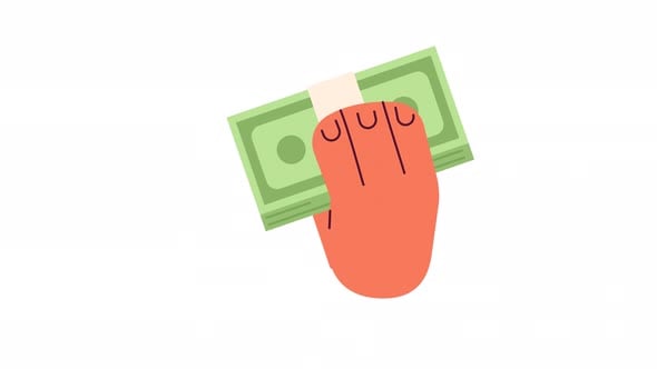 Animated Hand Holding Stack of Money Flat Design, Elements Motion ...