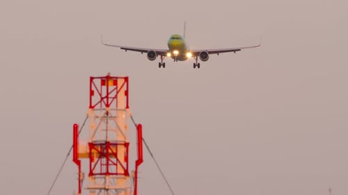 Civil Jet Plane Approaching Landing
