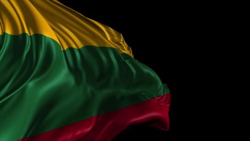 Waving Lithuanian Flag Realistic Fabric Animation