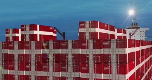 Denmark export containers on cargo ship