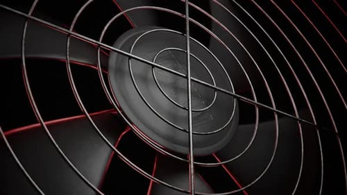 Industrial Cooling Fan with Red Glow Animation
