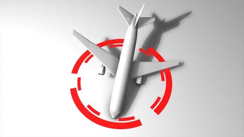 Stylized Airplane Illustration with Red Circular Graphic