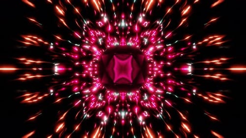 vj loop sound wave reflect red light pulsing light in tunnel abstract background
