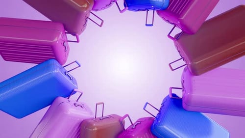 Rotating Travel Suitcases Looping Background Animation