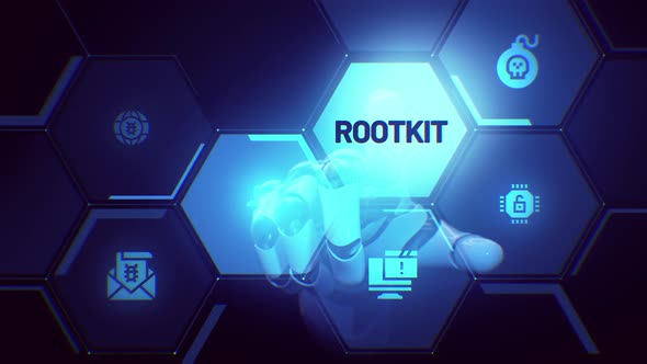 Futuristic Robot Hand Activates Cyber Security Hexagon Interface ...